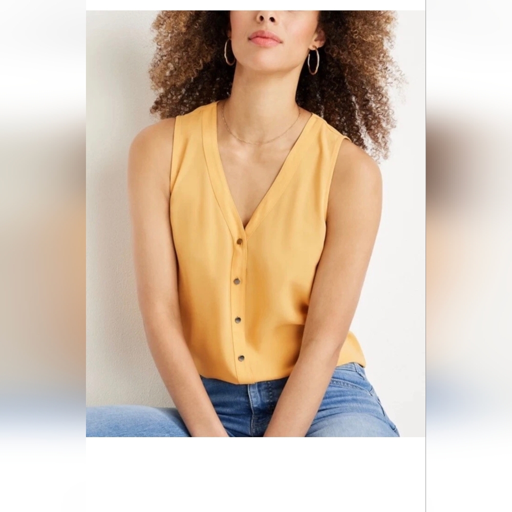 Maurice’s Madison Yellow Button Down Sleeveless Tank Top Women’s Size XS